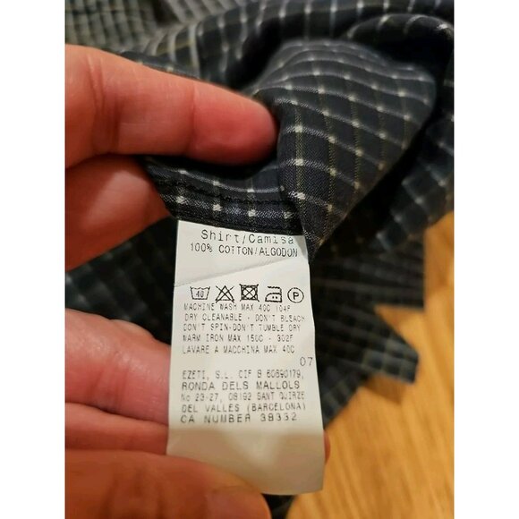 Ermenegildo Zegna Men Dress Shirt M Gray Black Check Plaid Italy Old Money - Picture 4 of 8